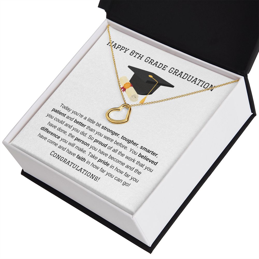 8th Grade Graduation Gold Delicate Heart Necklace-[Heartfelt Family Gift]