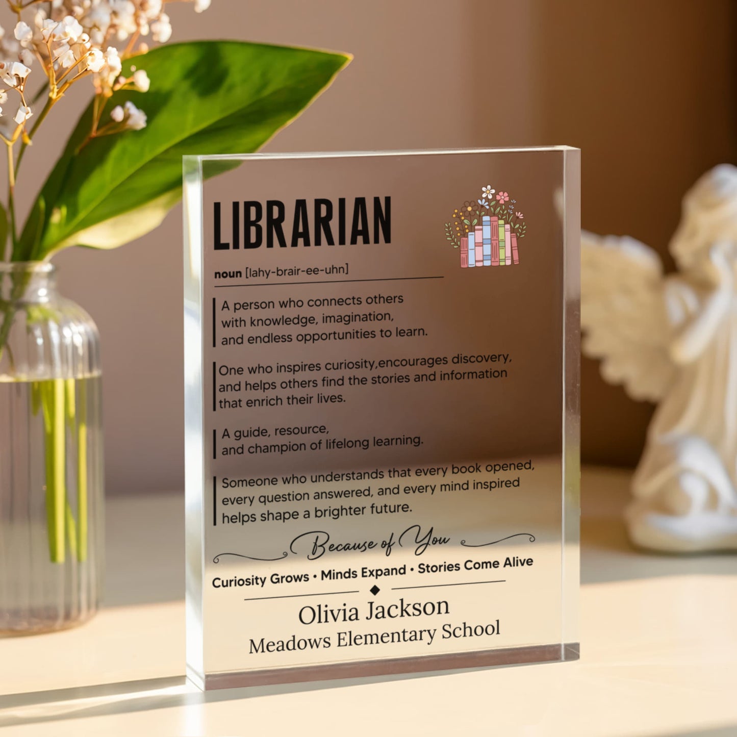 Librarian Appreciation Plaque, Retirement Gift for Librarians, Educator Thank You Gift, Personalized Teacher Plaque