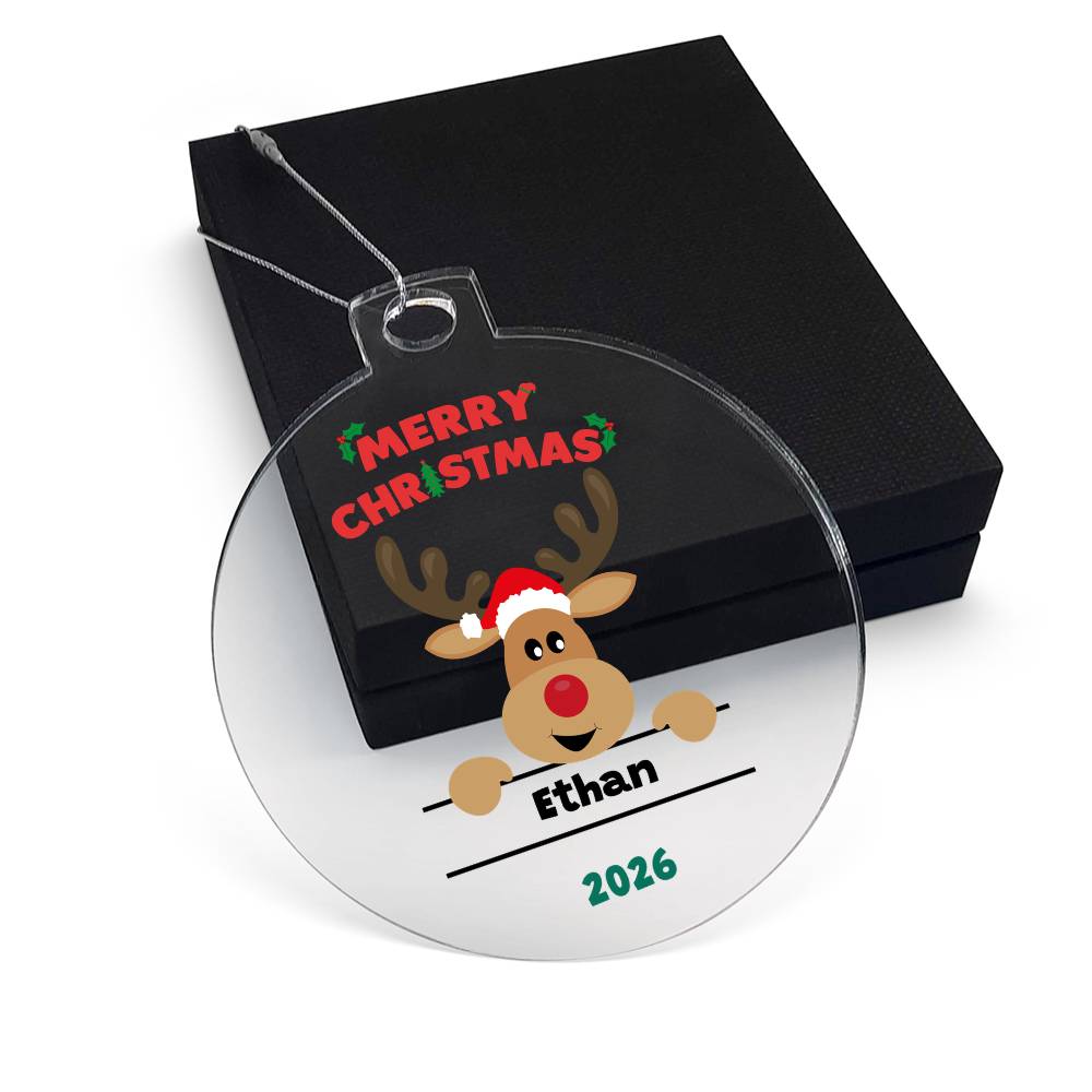 Personalized Reindeer Christmas Ornament for Kids - Customizable Boys and Girls Holiday Decor