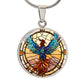 Rising Phoenix Round Pendant Necklace in Gold or silver-[Heartfelt Family Gift]