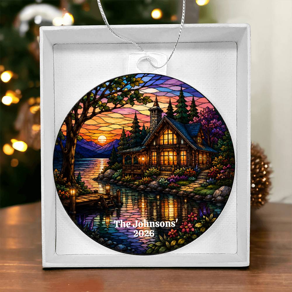 Personalized Lake House Christmas Ornament