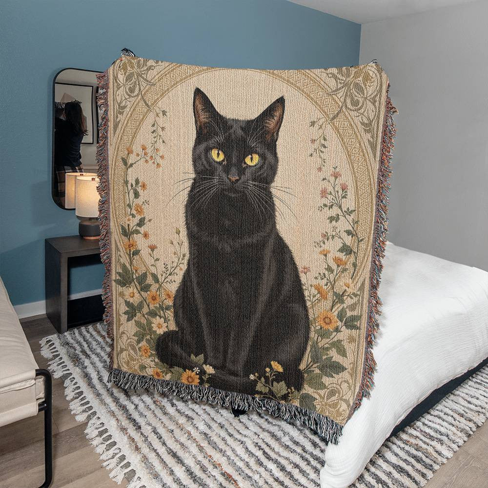 Black Cat Woven Blanket-[Heartfelt Family Gift]
