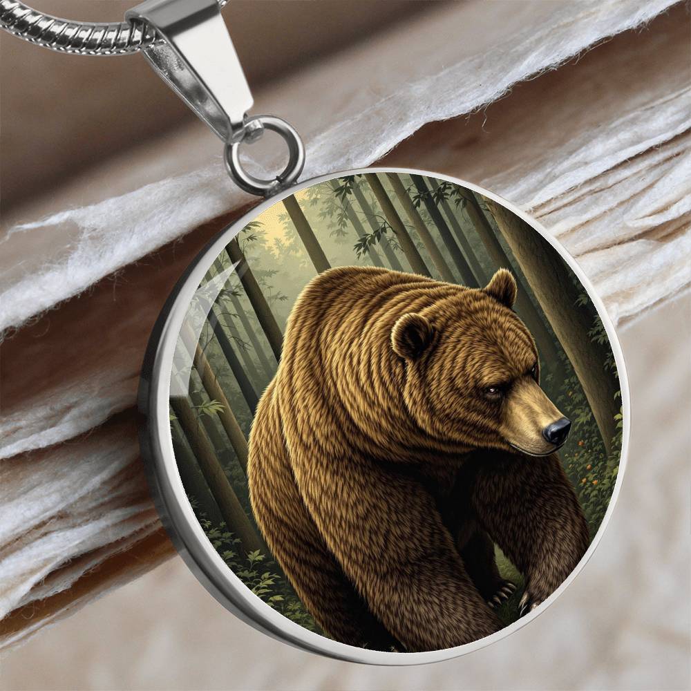 Personalized Brown Bear Pendant Necklace