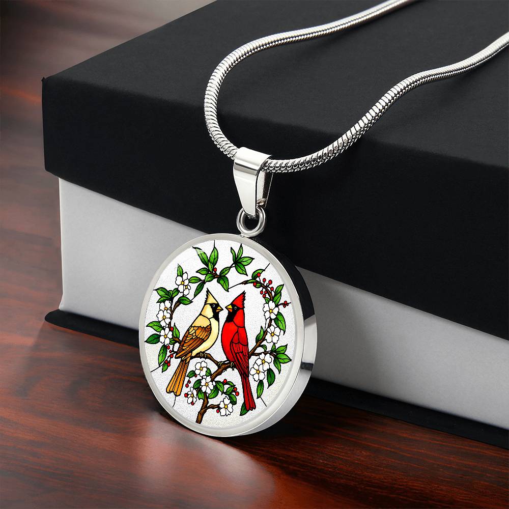 Cardinals Pendant Necklace Engraved