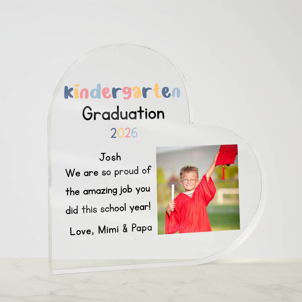 Personalized Kindergarten Graduation Heart Plaque Gift