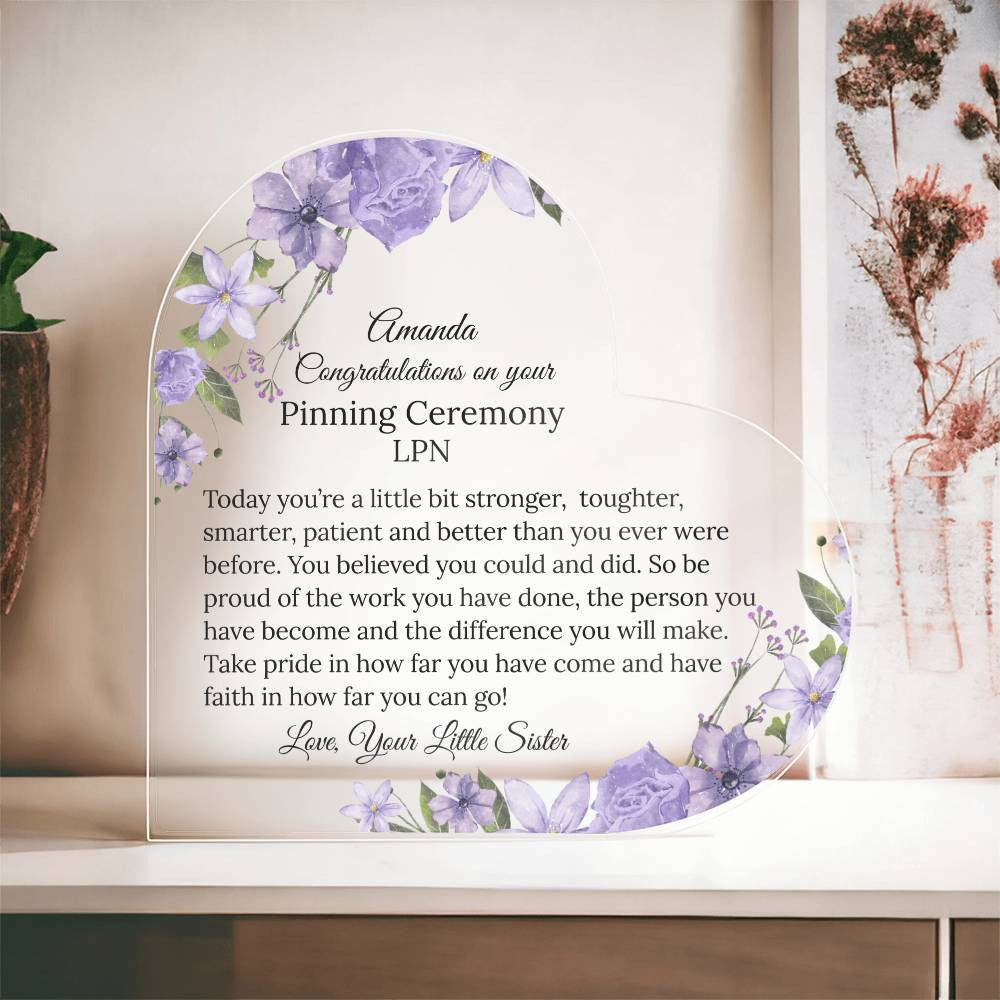 Nursing Graduation Pinning Ceremony Acrylic Heart Gift