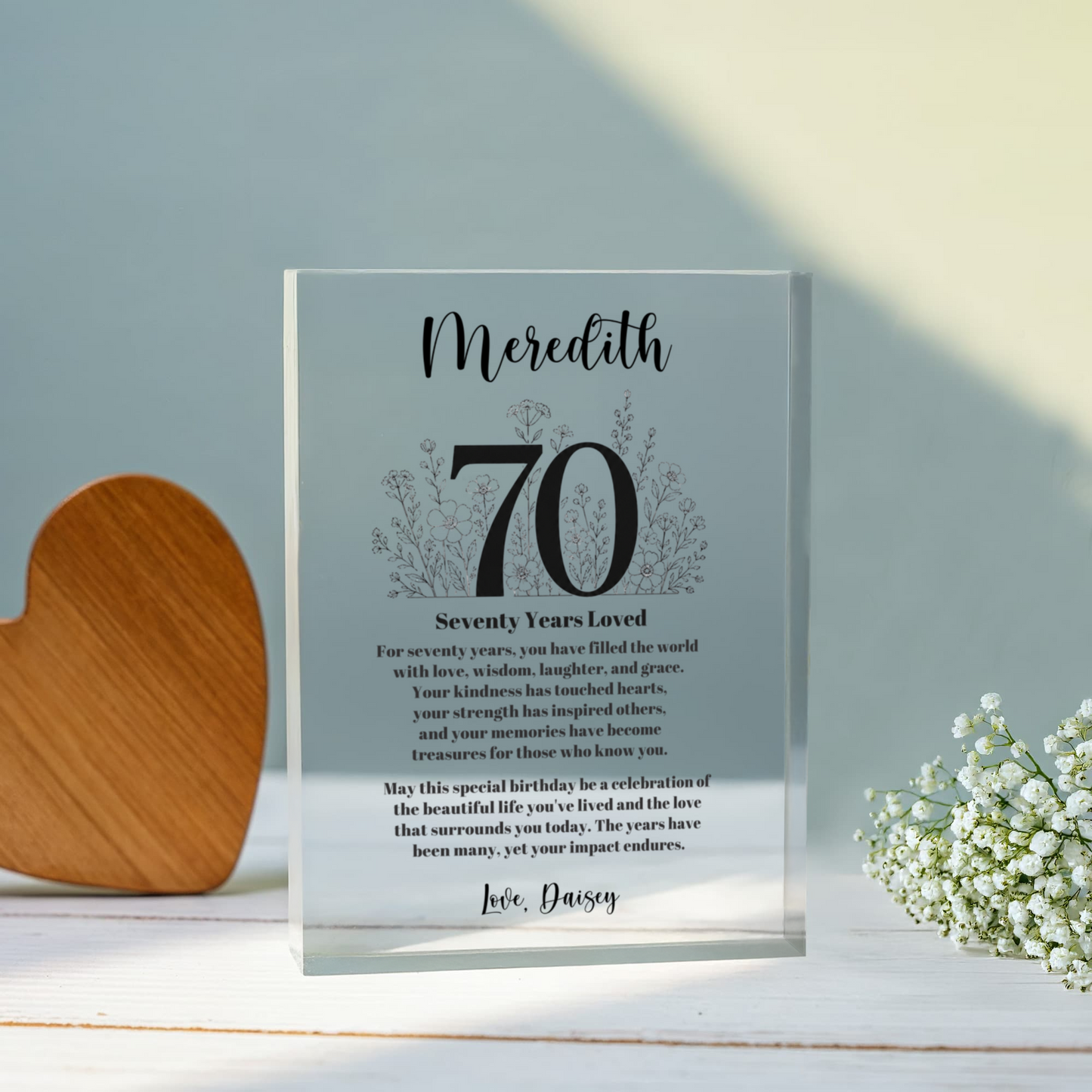 70th Birthday Acrylic Plaque