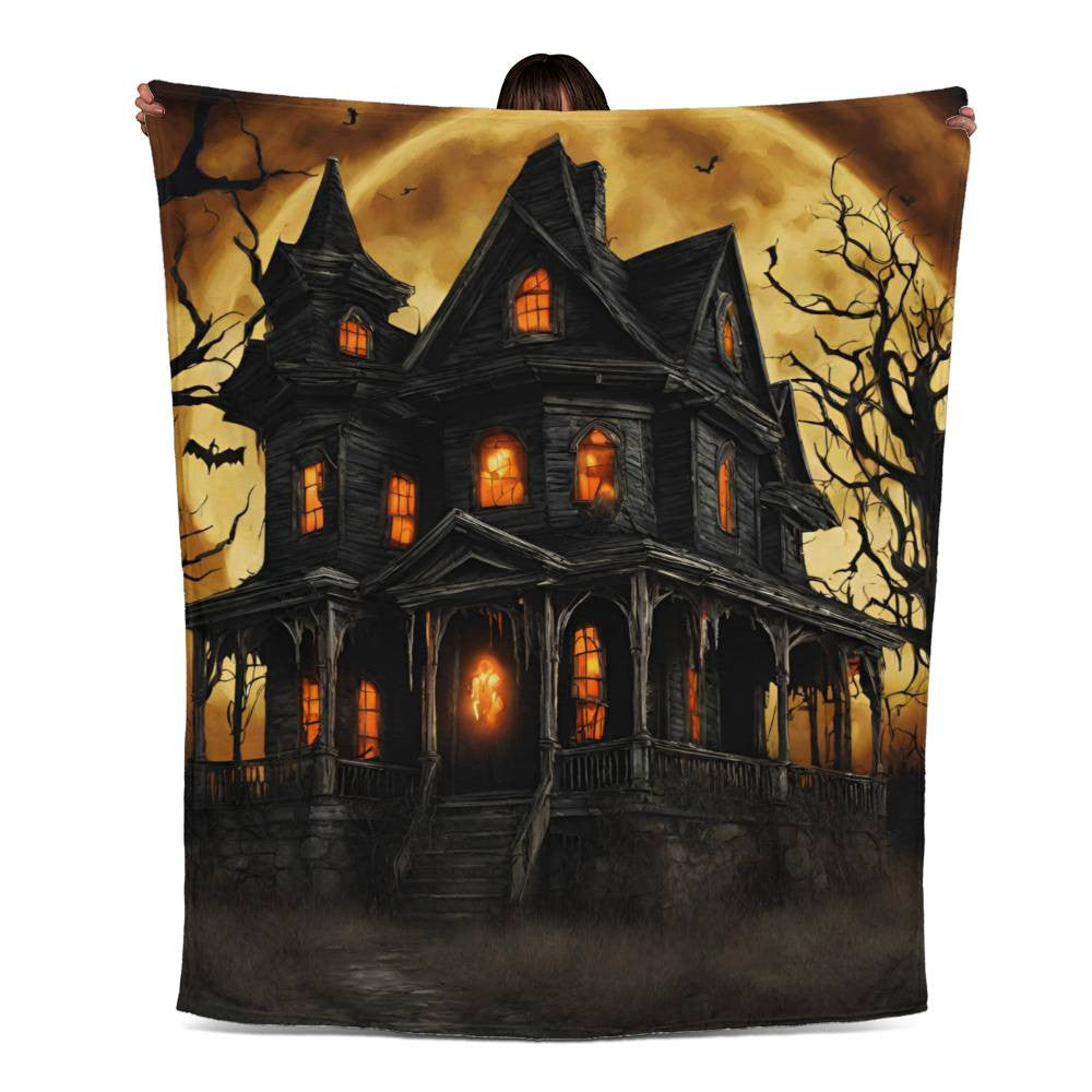 Haunted House Jersey Fleece Blanket-[Heartfelt Family Gift]