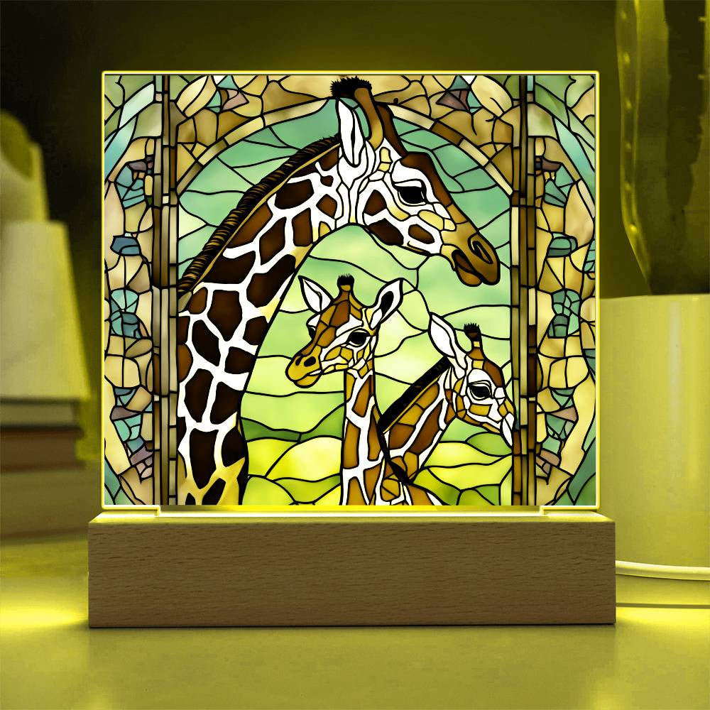 Giraffe Family  Acrylic Square Plaque-[Heartfelt Family Gift]