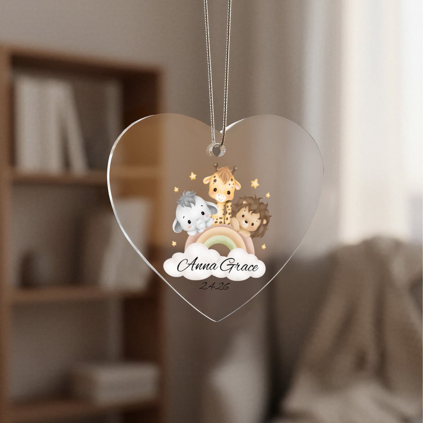 Baby Safari Animal Heart Ornament