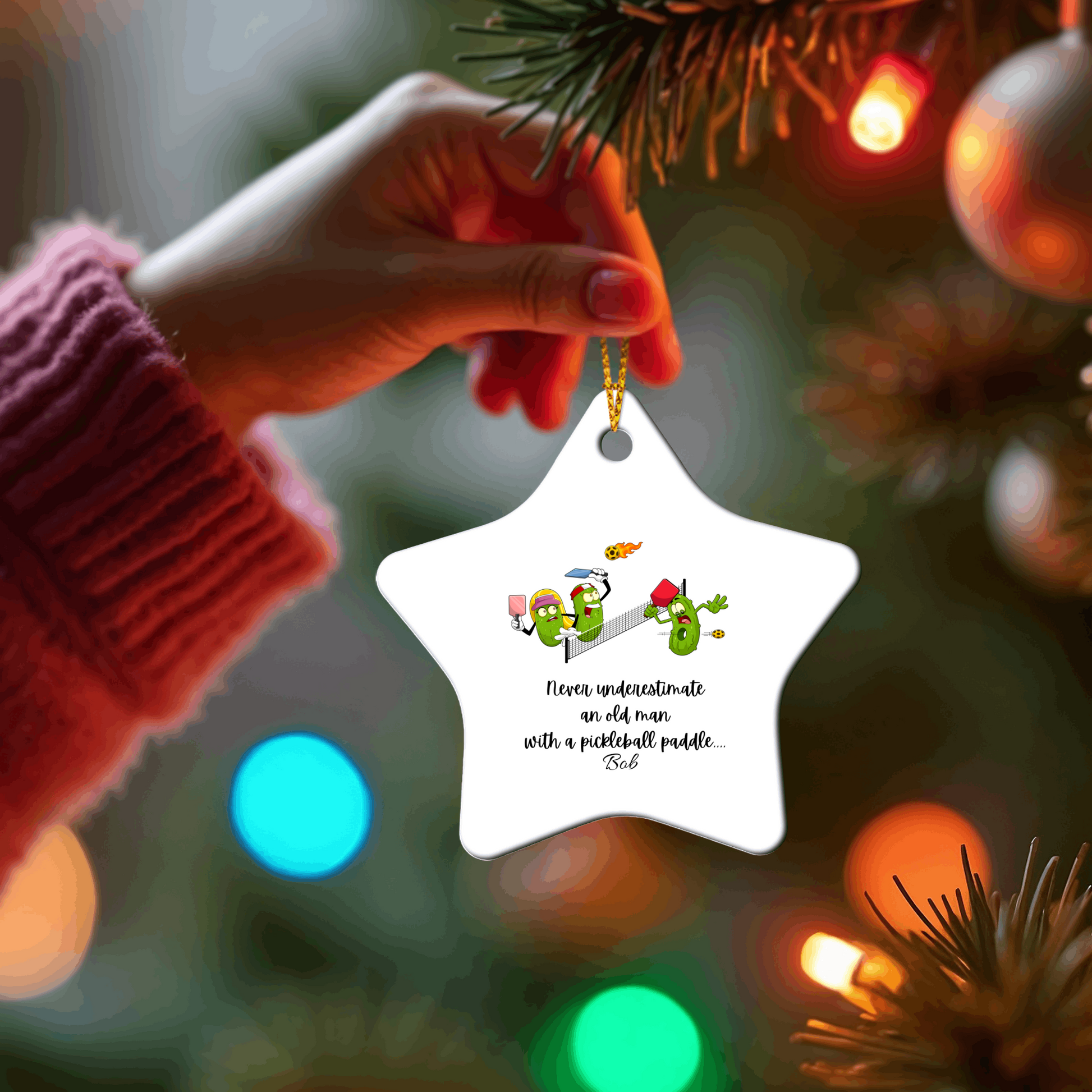Pickleball Player Star Ornament-[Heartfelt Family Gift]