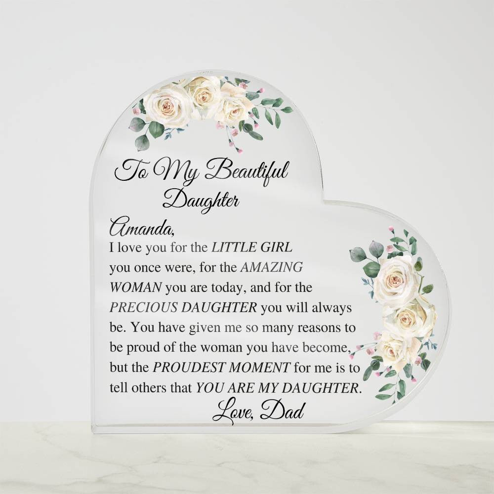 Daughter Acrylic Heart Plaque-[Heartfelt Family Gift]