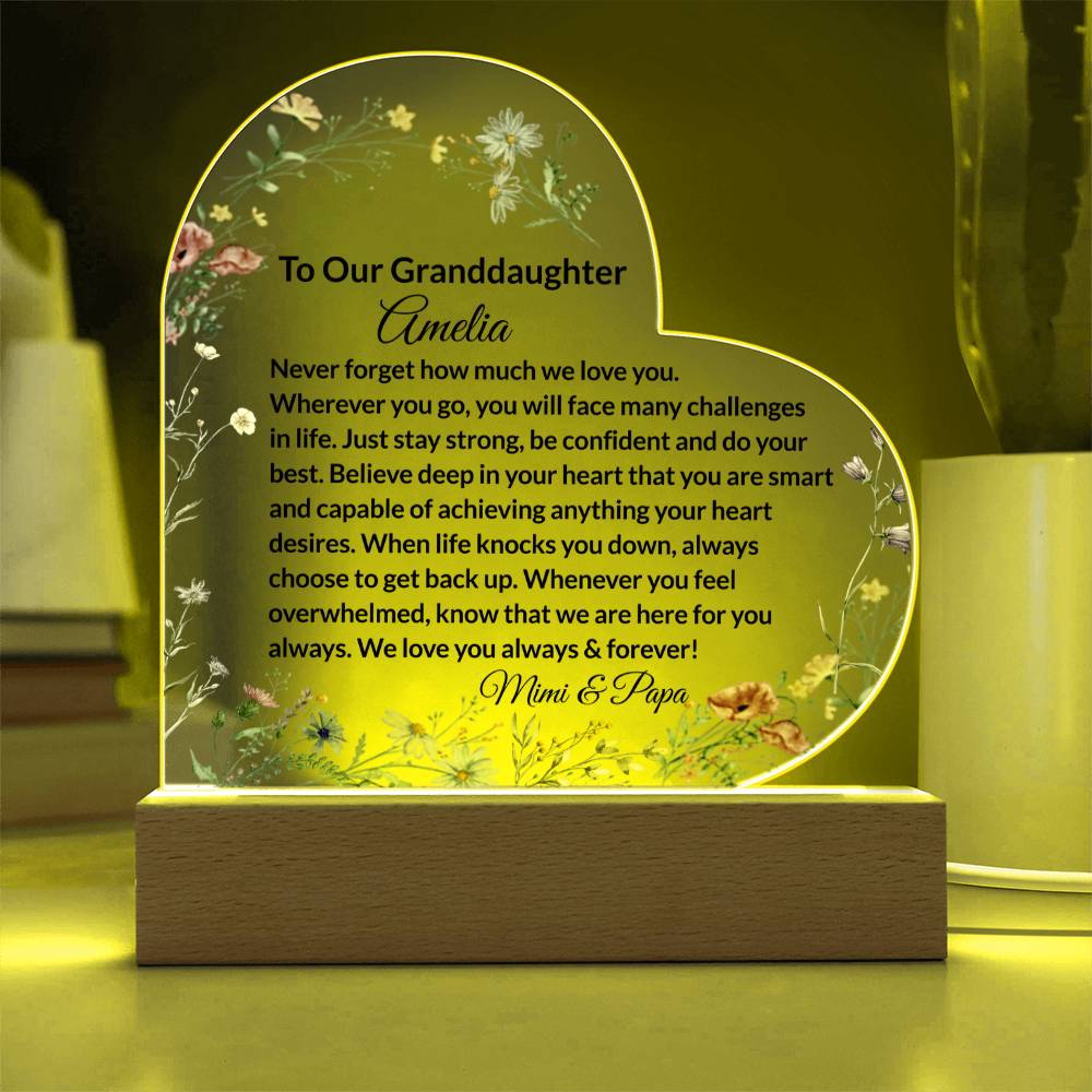 Granddaughter Acrylic Heart Plaque