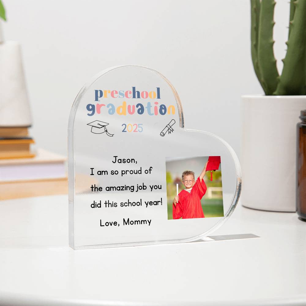 Personalized Preschool Graduation Heart Plaque Gift-[Heartfelt Family Gift]