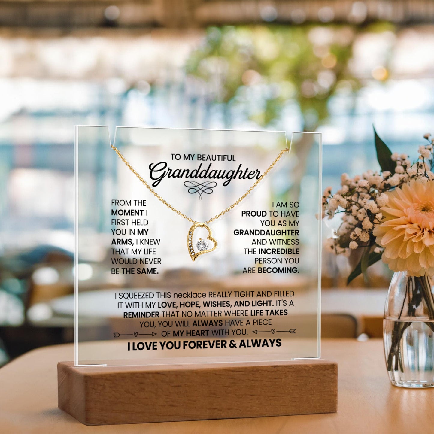 Granddaughter Lighted Jewelry Holder with Necklace Gift Set-[Heartfelt Family Gift]