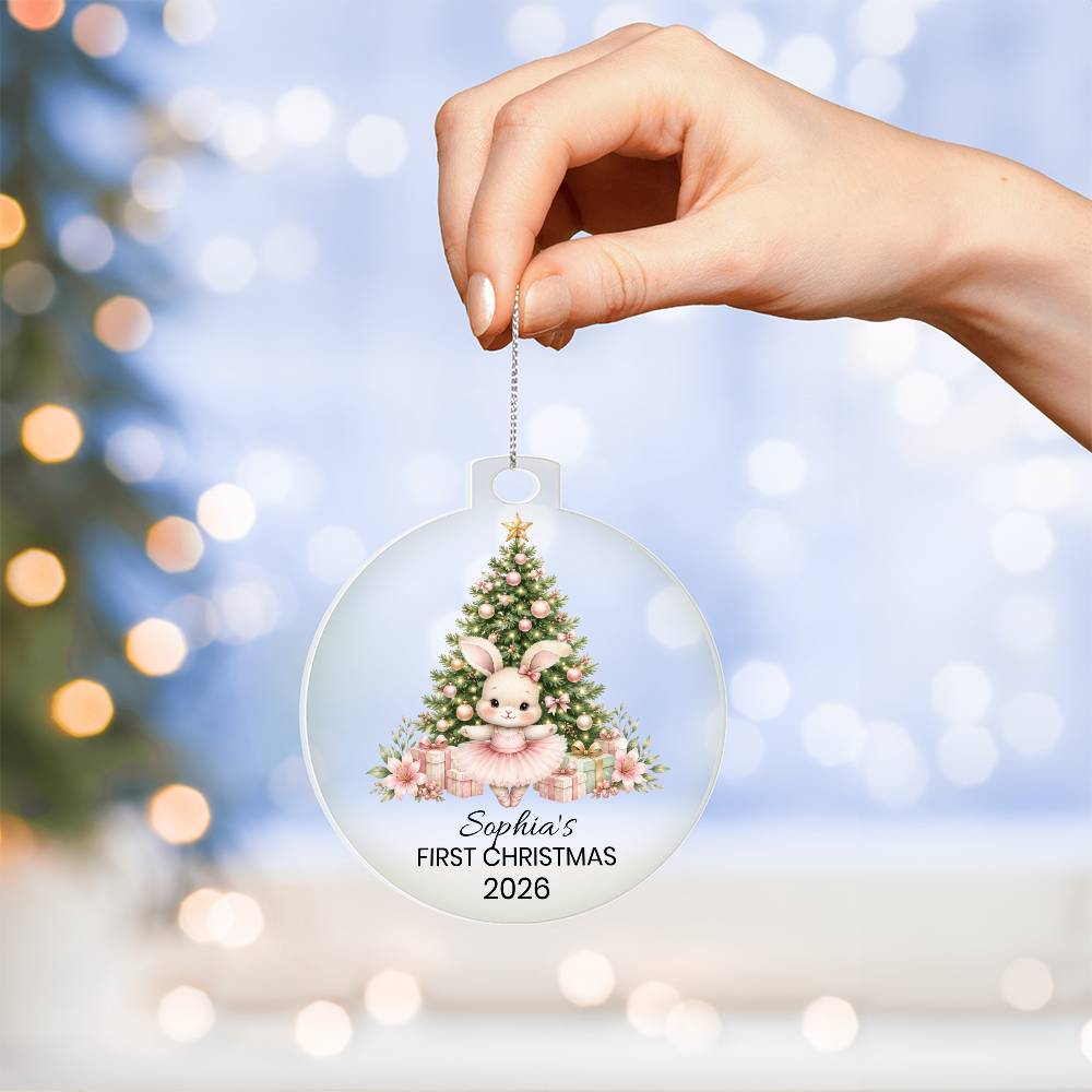 Ballet Bunny Kids Christmas Ornament