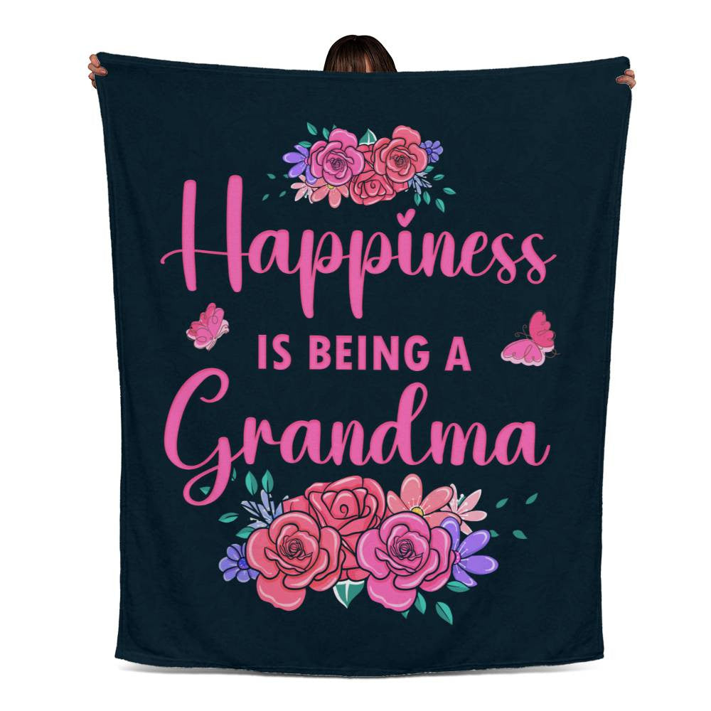 Happiness is being a Grandma Jersey Fleece Blanket 50" x 60"-[Heartfelt Family Gift]