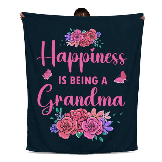 Happiness is being a Grandma Jersey Fleece Blanket 50" x 60"-[Heartfelt Family Gift]