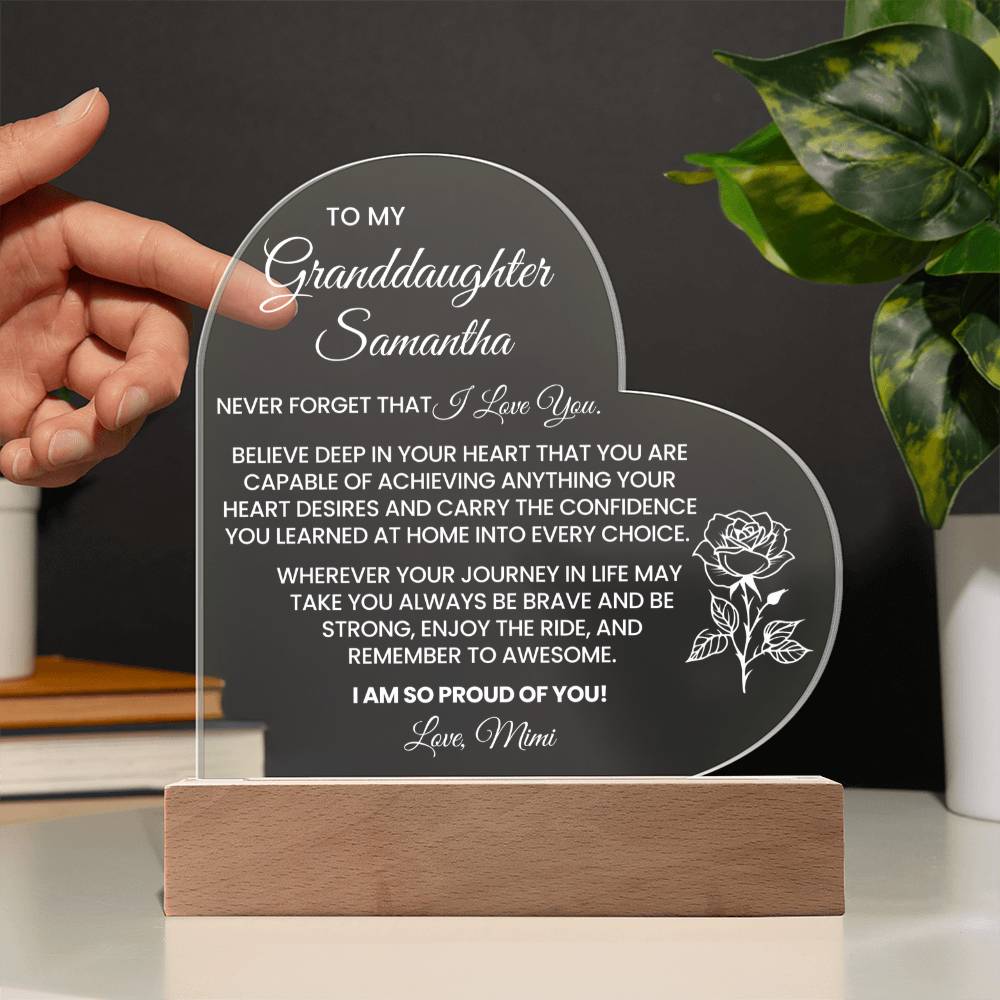Personalized Granddaughter Plaque Gift with Name