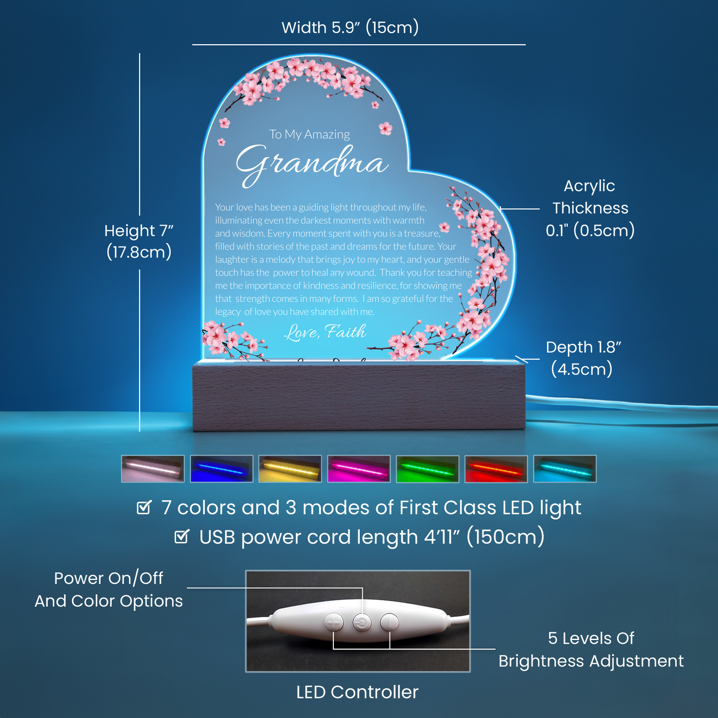 Grandma Acrylic Heart Plaque