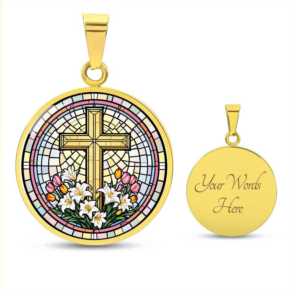 Engraved Cross Pendant Necklace