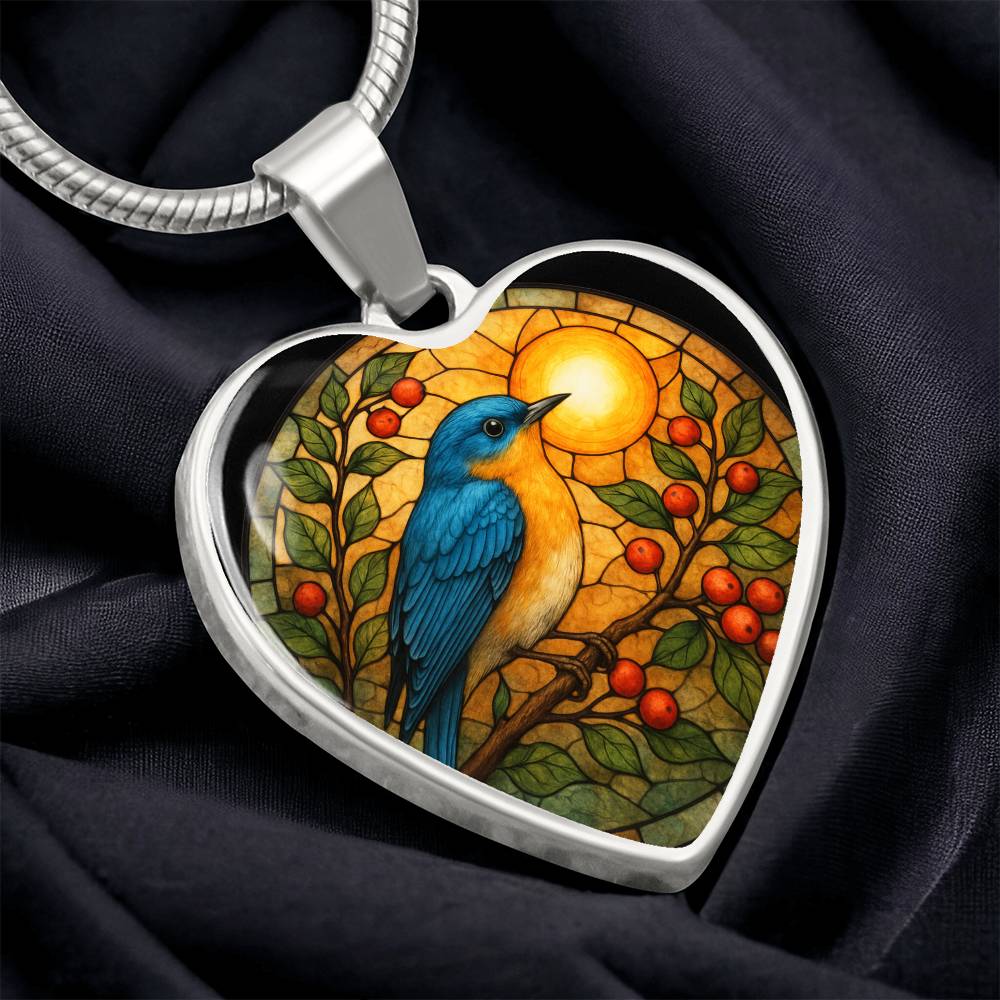 Bluebird Floral Necklace with Engraving