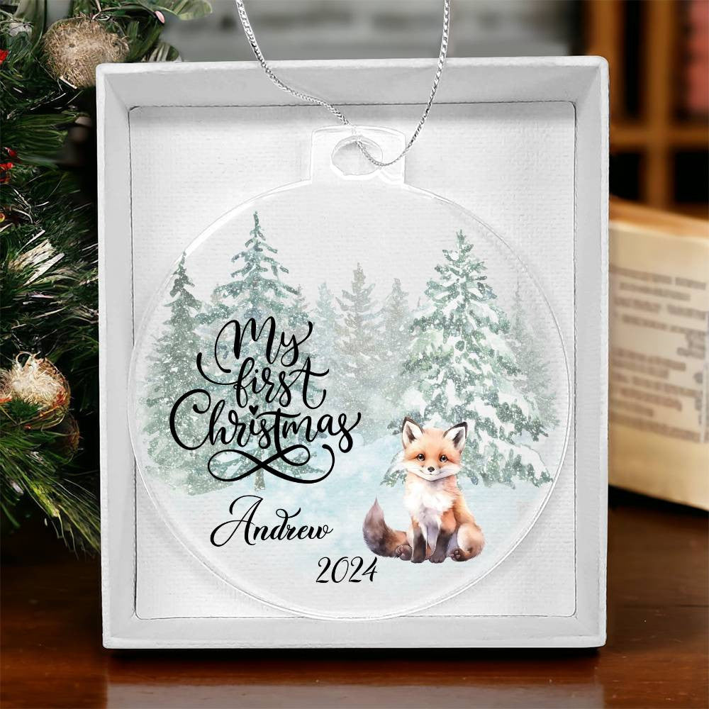 Baby's 1st Christmas Raccoon Woodland Acrylic Ornament-[Heartfelt Family Gift]