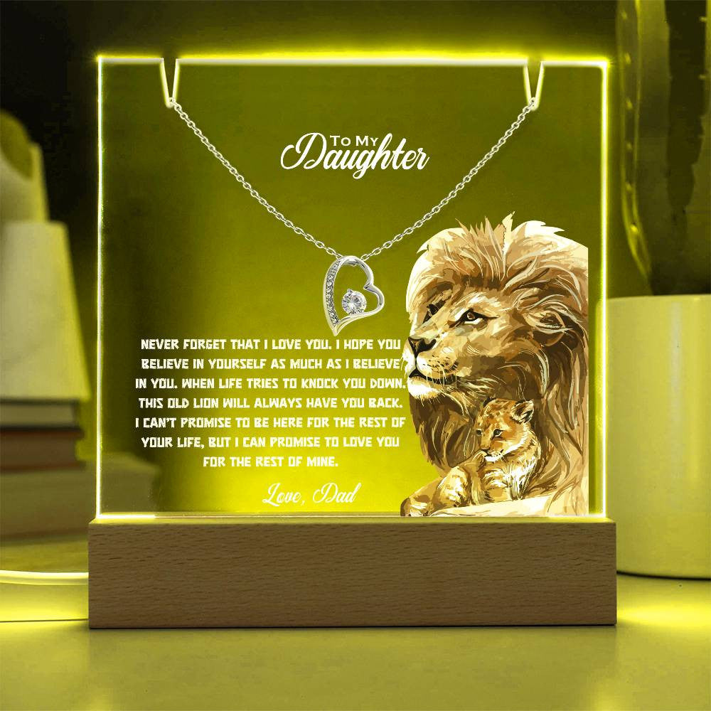 Daughter Keepsake LED Acrylic Heart Necklace & Plaque-[Heartfelt Family Gift]