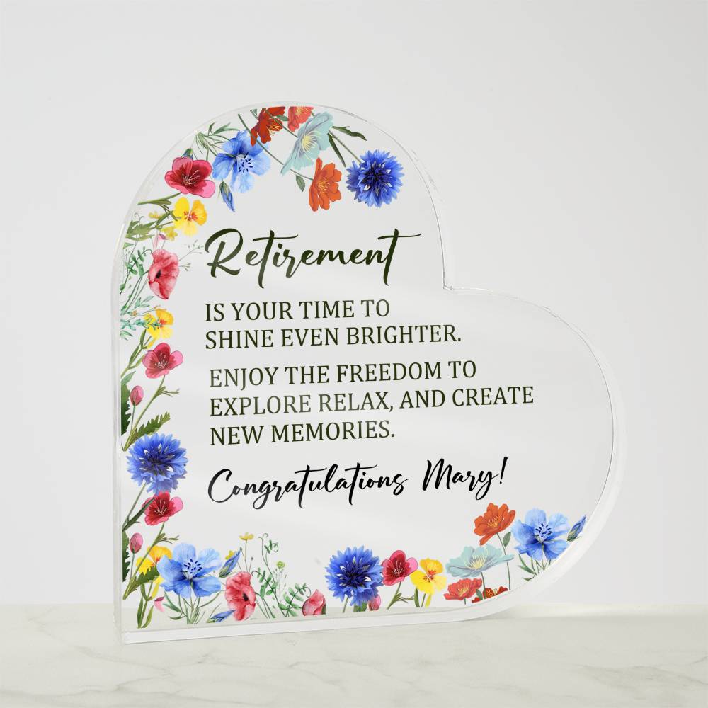 Retirement Acrylic Heart Plaque Gift