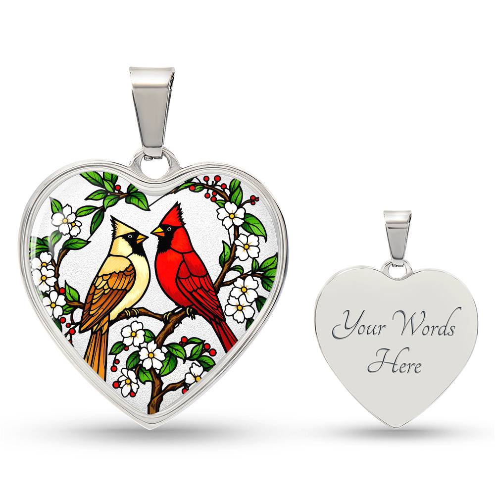 Cardinals Pendant Necklace Engraved