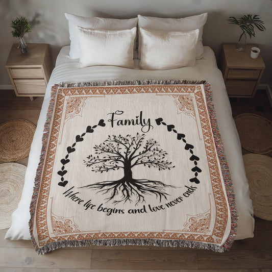 Heirloom Woven Blanket Family-Where life-[Heartfelt Family Gift]