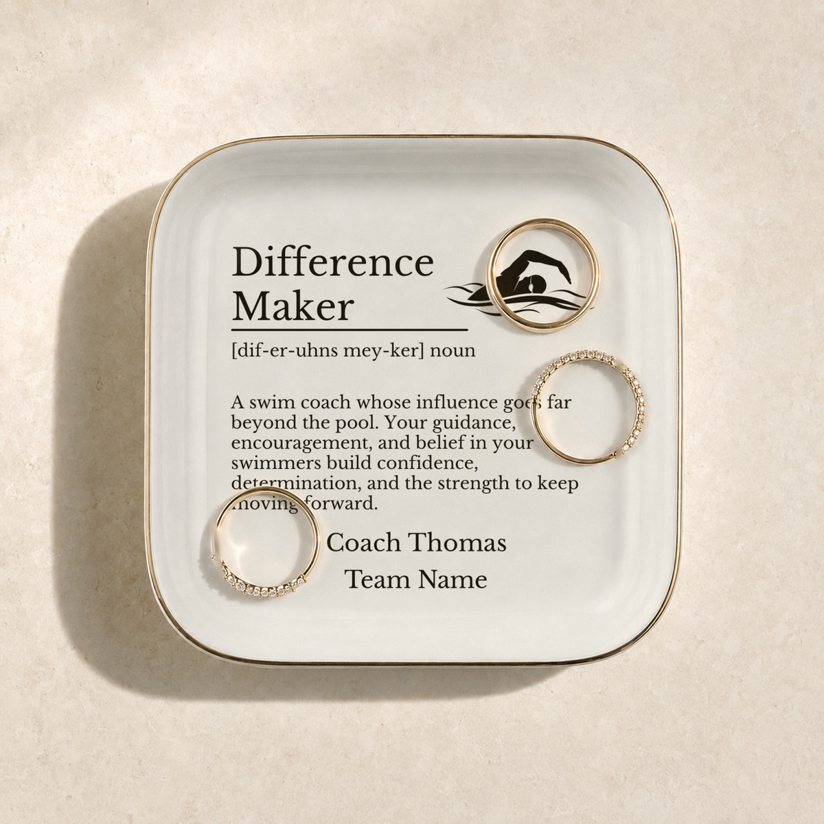 Swim Coach Jewelry Dish Trinket Tray