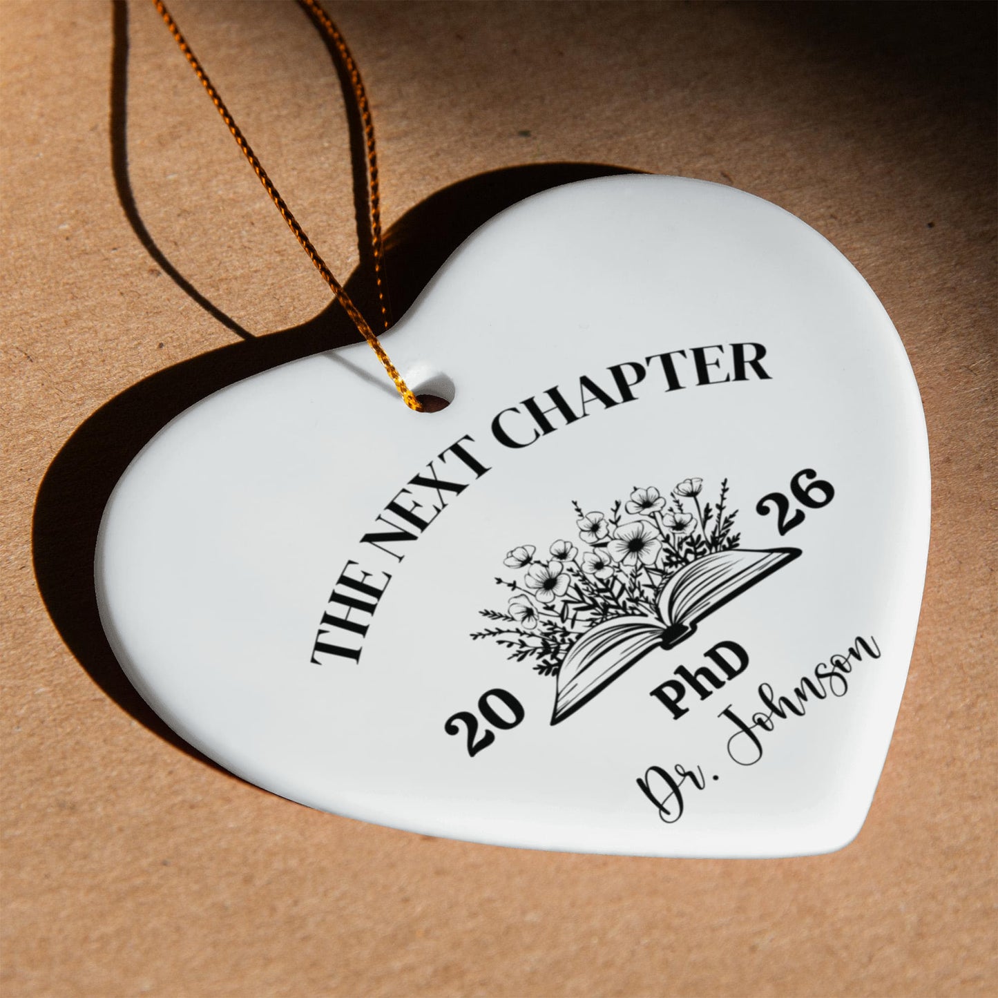 Personalized Next Chapter Ceramic Heart Ornament