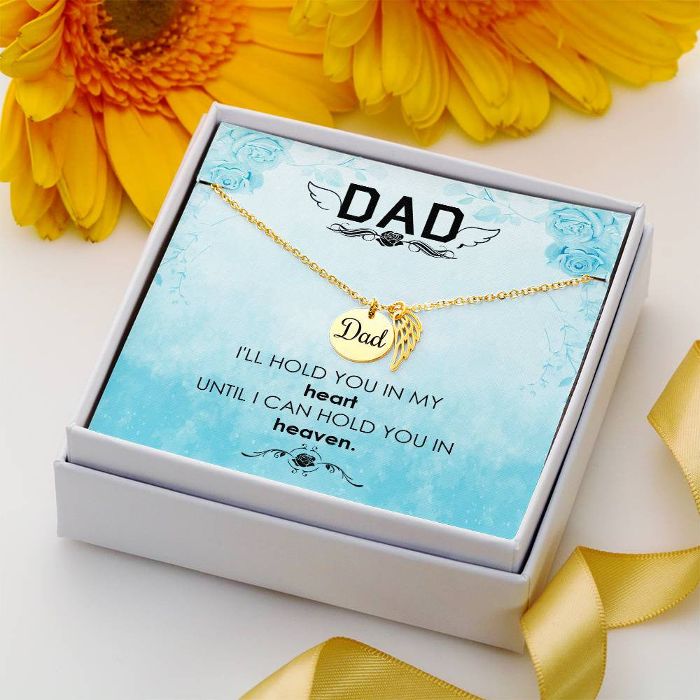 Dad Memorial Necklace Angel Wing Charm-[Heartfelt Family Gift]