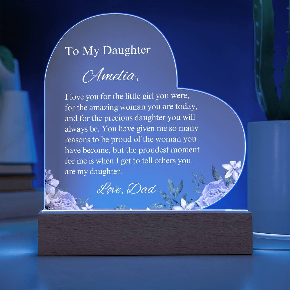 To My Daughter Acrylic Heart Plaque-[Heartfelt Family Gift]