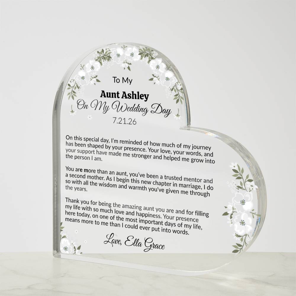 Personalized Wedding Day Acrylic Heart Plaque