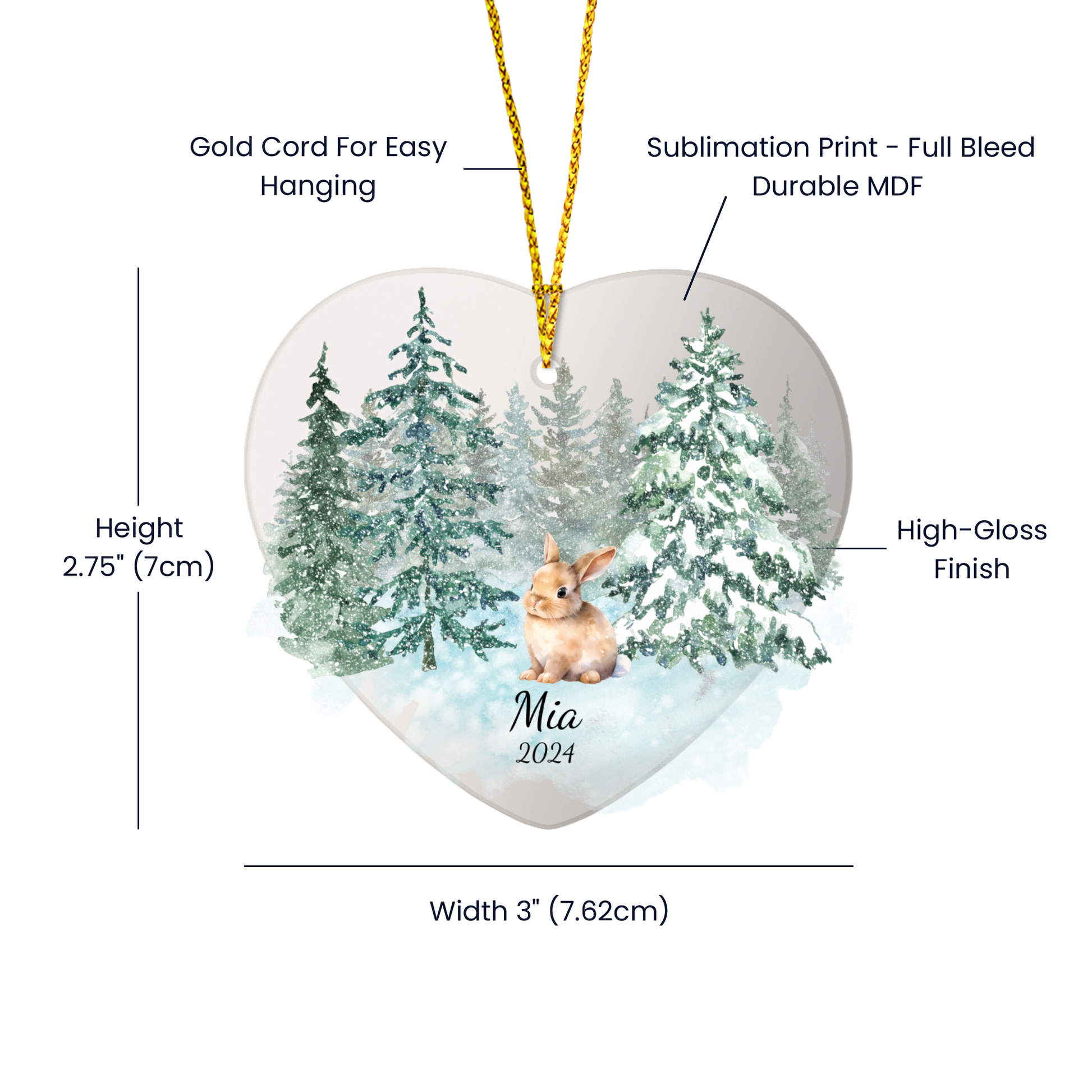 Bunny Woodland Heart Christmas Ornament for Kids-[Heartfelt Family Gift]