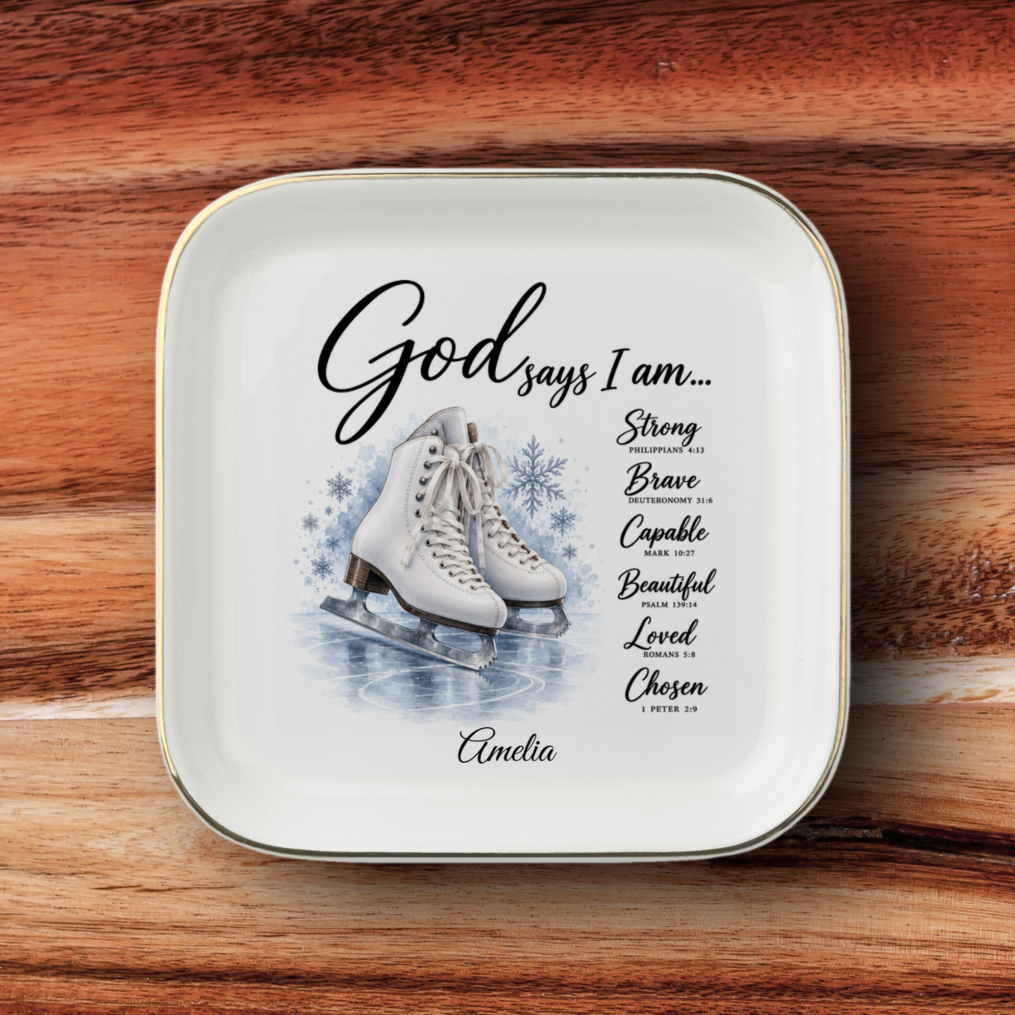 Ice Skating Christian Jewelry Dish Trinket Tray