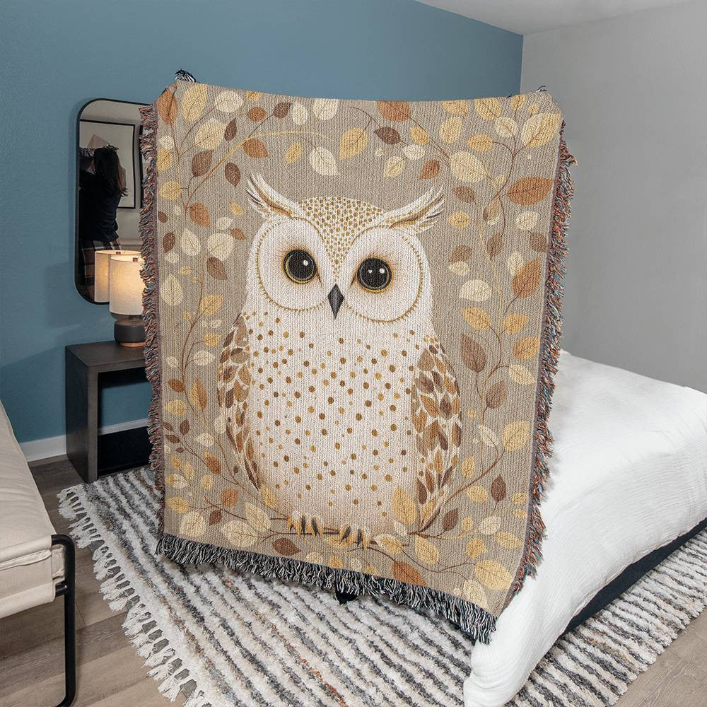 Owl Woven Cotton Throw Blanket-[Heartfelt Family Gift]
