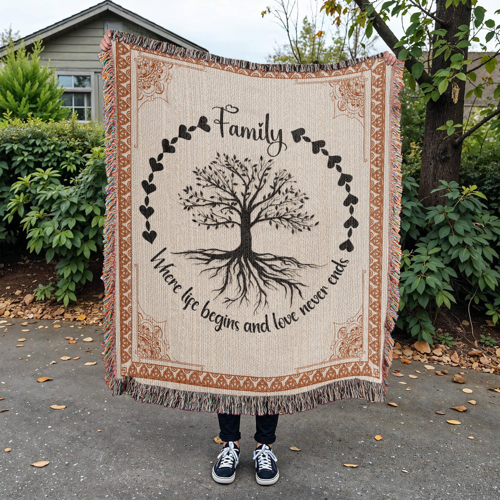 Heirloom Woven Blanket Family-Where life-[Heartfelt Family Gift]