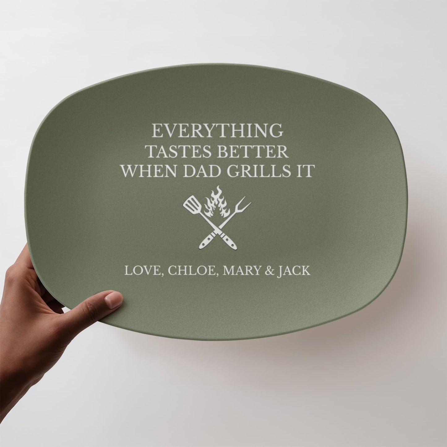 Personalized BBQ Platter, Gift for Dad, Everything Tastes Better Plate, Custom Grill Plate, Dad Grilling Gift, Father's Day Present