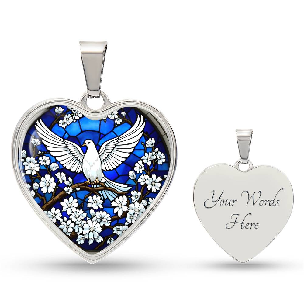 Holy Spirit Dove Engraved Pendant Necklace