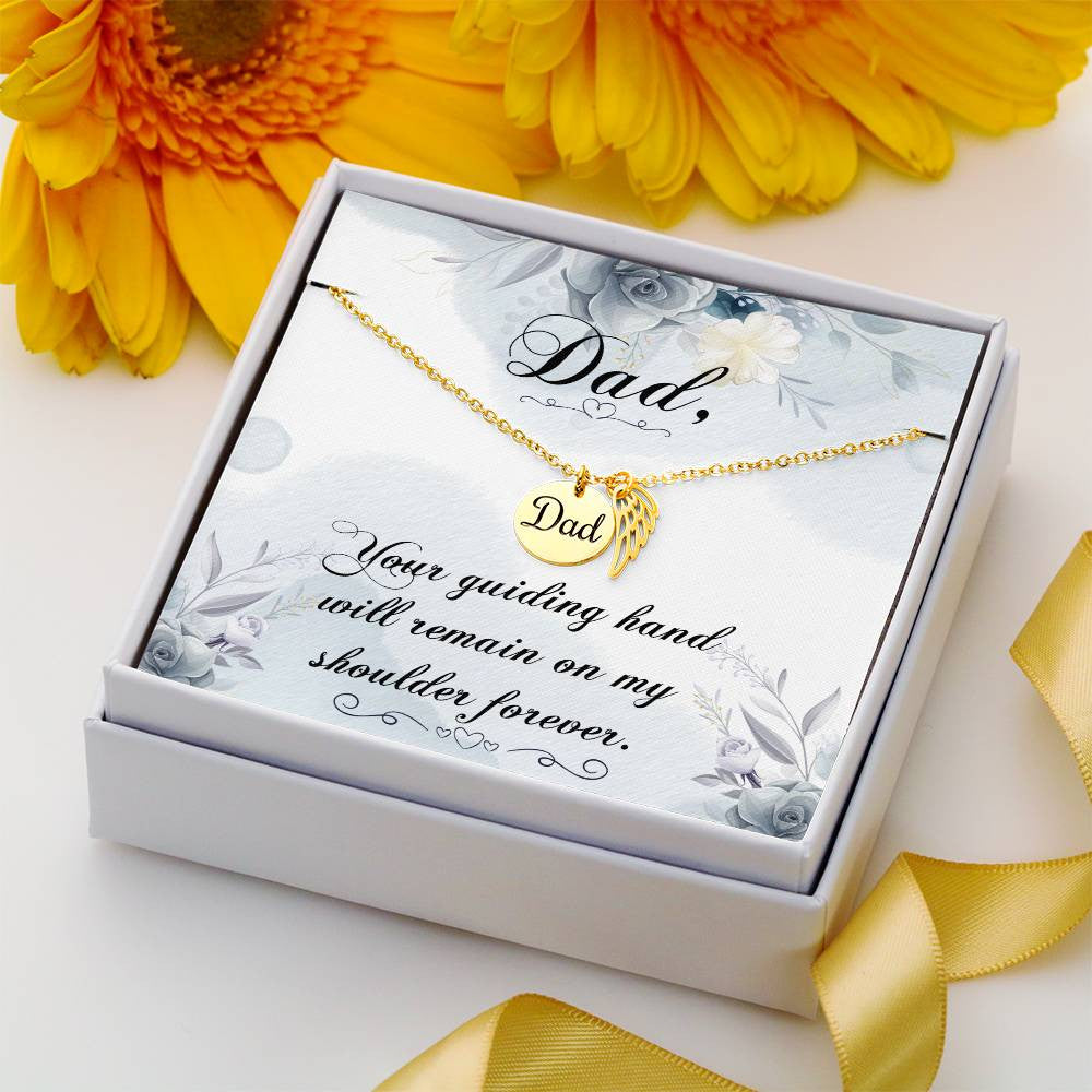 Dad Memorial Necklace Angel Wing Charm-[Heartfelt Family Gift]