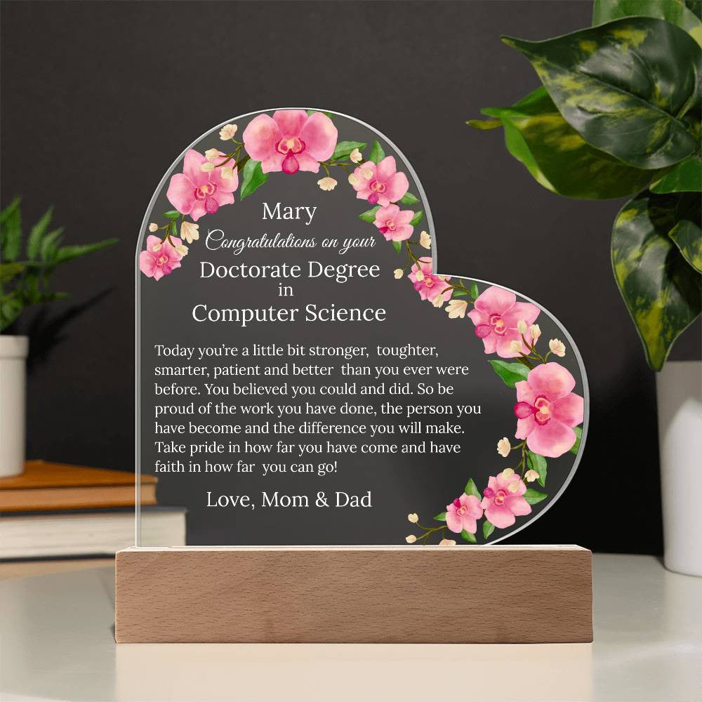 Personalized Doctorate Degree Graduation Plaque