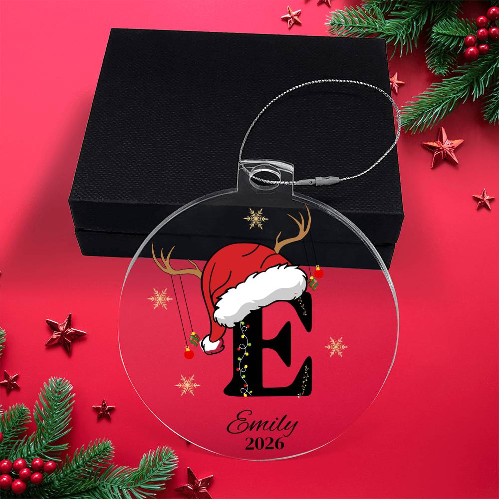 Personalized Letter Name Santa Hat Christmas Ornament