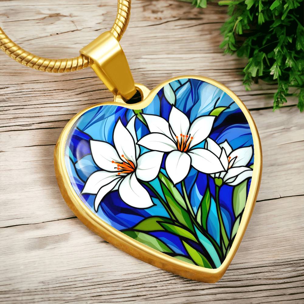 Lily Floral Necklace with Engraving