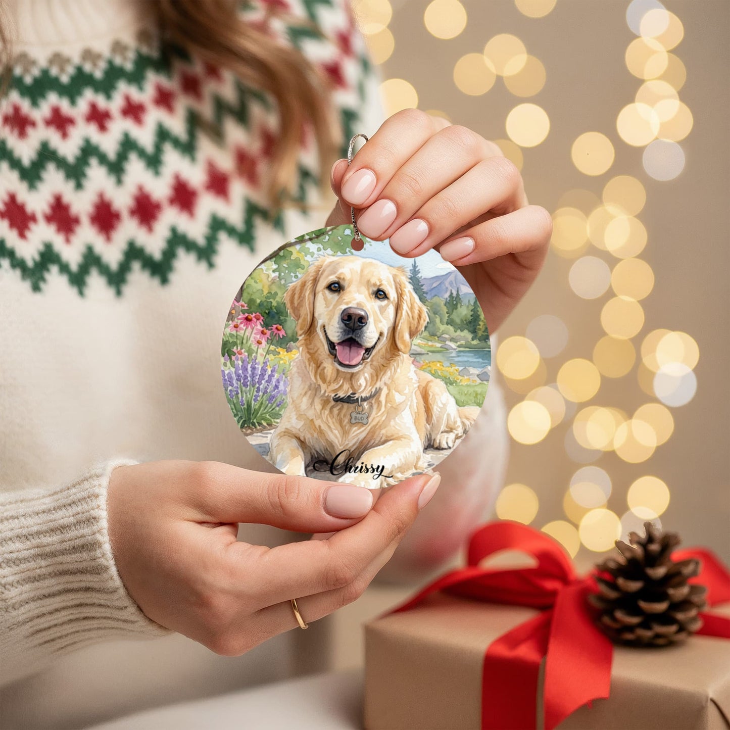 Watercolor Portrait Pet Photo Ornament