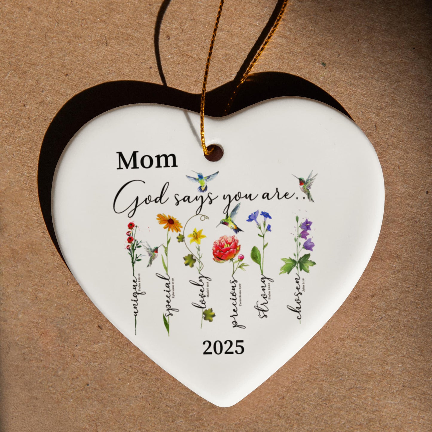 Mom Ceramic Heart Ornament