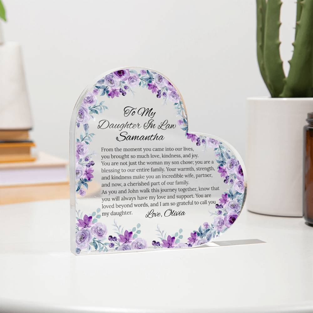 Personalized Heart Acrylic Plaque Gift for Daughter-In-Law