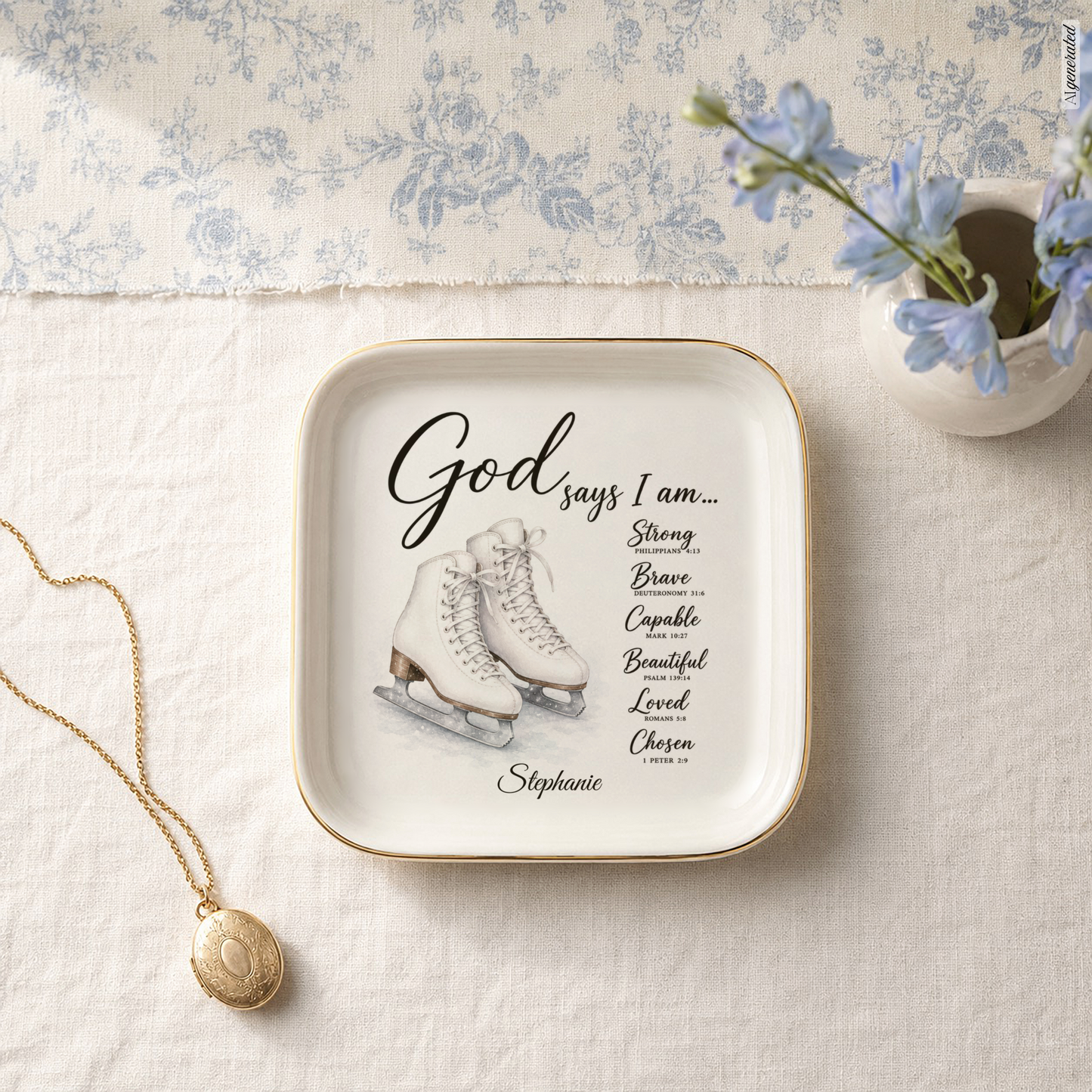 Ice Skating Christian Jewelry Dish Trinket Tray